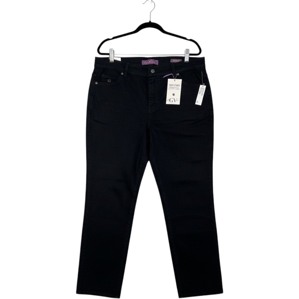 Gloria Vanderbilt Amanda Slimming Jeans Black High Rise Straight Leg 16W NWT